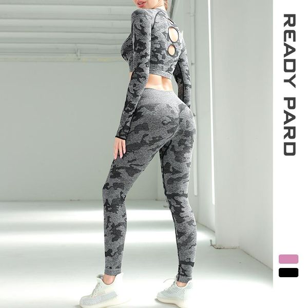 

yoga outfits set women workout sportswear seamlessgym clothing fitness long sleeve crop high waist leggings+sport bra sports suits, White;red