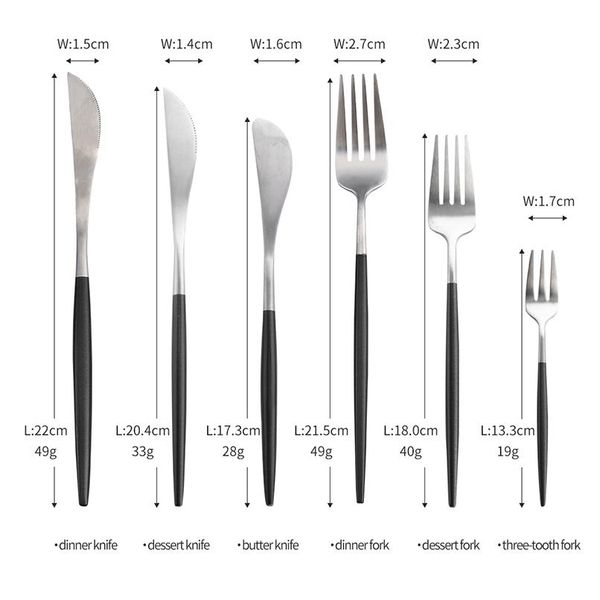 

black silver cutlery set noble kitchen tableware restaurant upscale western tableware steak knife fork coffee spoon bbyaxr