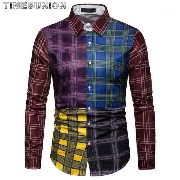 

shirt men fashion splice formal mens shirts social plaid shirt men dress formal soft business mens casual long sleeve shirts1, White;black