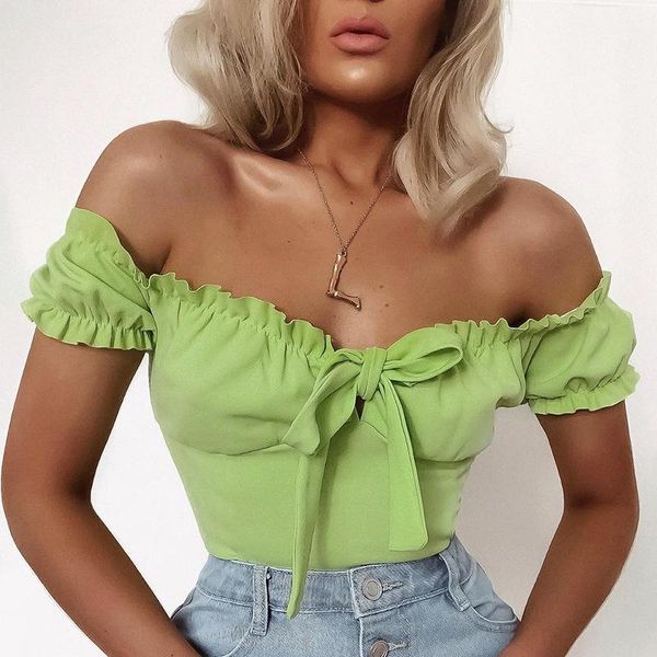 

square collar elegant ruffle women bodysuit shirt vintage short sleeve blouse bodysuit summer green ladies playsuit romper, Black;white