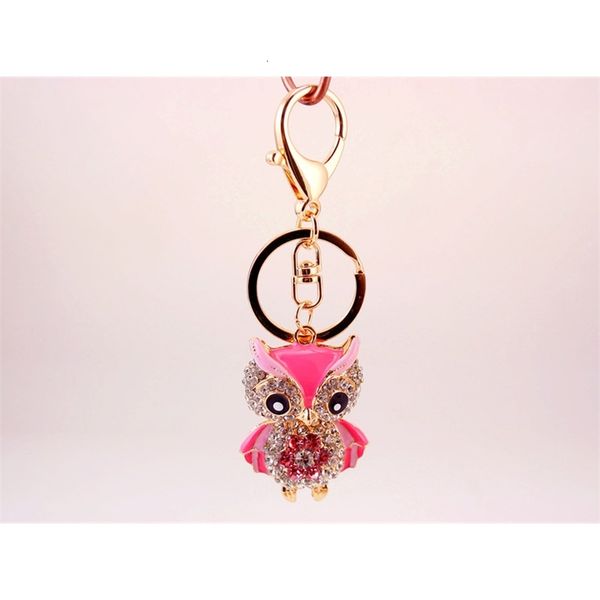 

charm cute crystal owl luxury rhinestone keychain - purse handbag bag pendant car key chian keyring keychains party gift, Silver