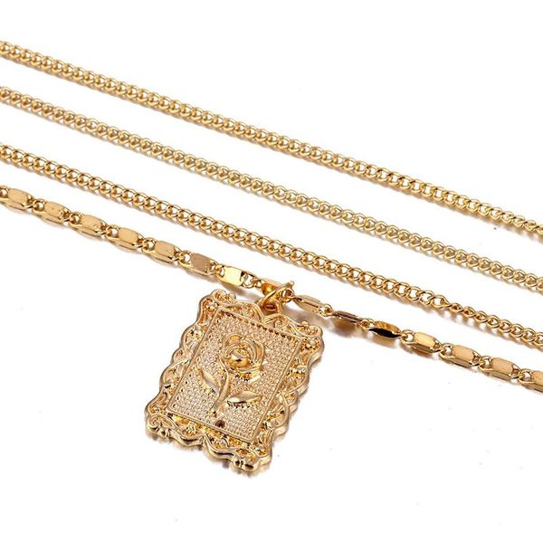 

vienkim gold color rose цветочная медаль подвеска многослойное ожерелье женщины ожерелье ожерелья женское сексуальное расщепление список евр, Golden;silver