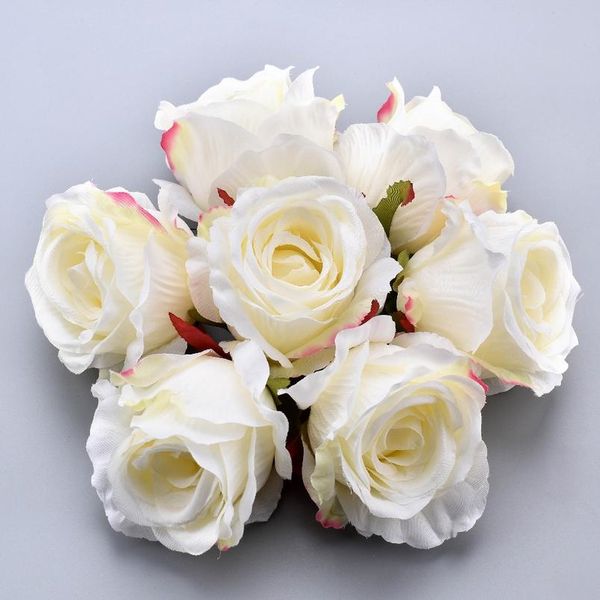 

10pcs silk blooming pink white roses artificial flower head for wedding decoration diy wreath gift scrapbooking big craf sqchvf
