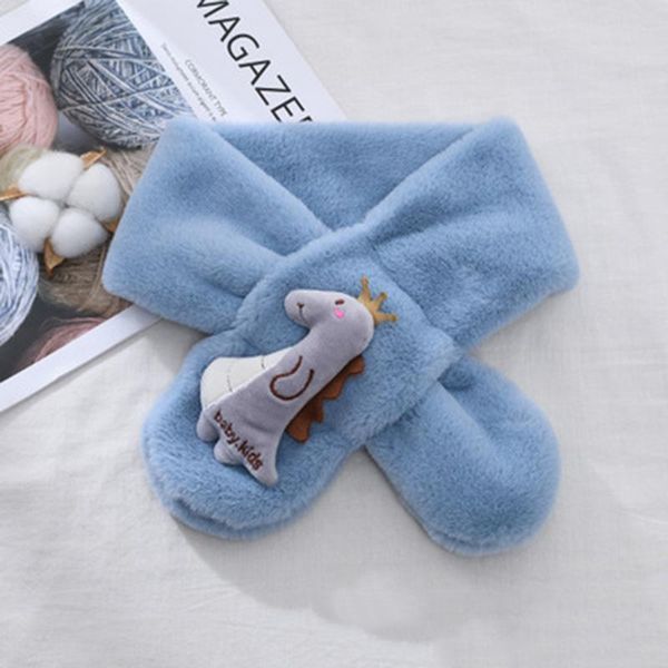 

cute plush cartoon dinosaur children scarf boy girl thicken faux fur cross baby collar winter neck guard warm scarve n29, Blue;gray