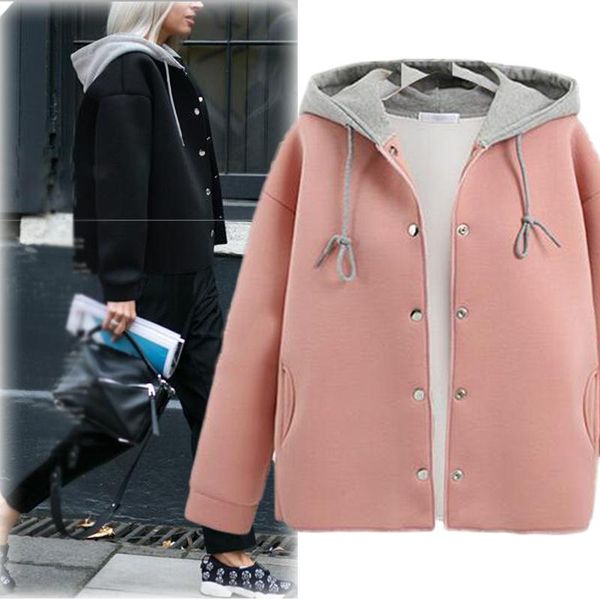 

vogue new nice autumn winter warm women plus size coats and jackets fashion long sleeve hooded casual thickened outerwear, Black;brown