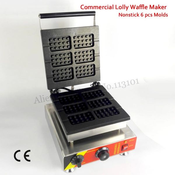 

electric rectangle lolly waffle machine nonstick cake maker 6 molds 110v/220v 1500w with timer and temperature controller