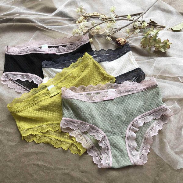 

french lace mesh triangle bottom sweet women's underwear soft elastic breathable women's underwear, Black;pink