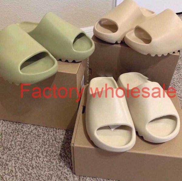 

kanye west sandals shoes triple black white slides bone resin west desert sand earth brown men womens slippers sneakers 560t#