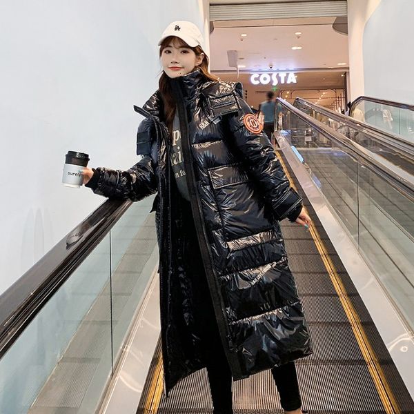 

2021 new with hood ladies long coat parkas oversize jacket brilliant heavy winter cleaver women kizz, Black