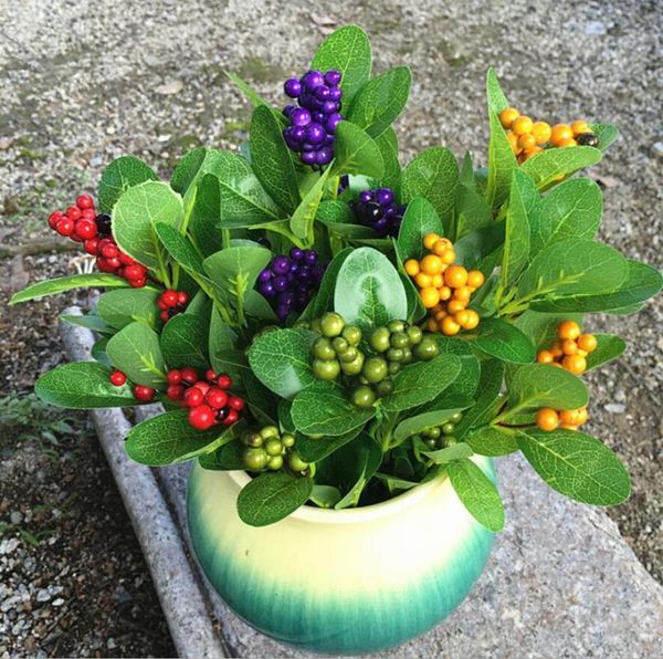 

decorative flowers & wreaths 10pcs 5 heads artificial berry leaf branch for plant wall background wedding party home office bar