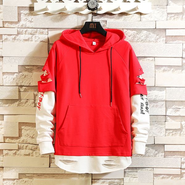 

2021 casual new men's classic hip hop hoodies sweatshirts streetwear one piece brand black red qtm9