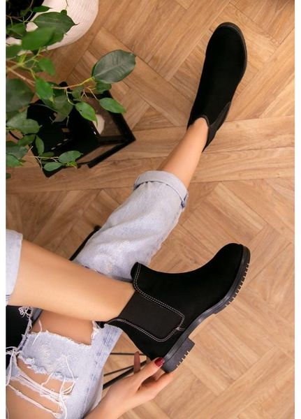 

satisfield fashion siyah süet bot, Black