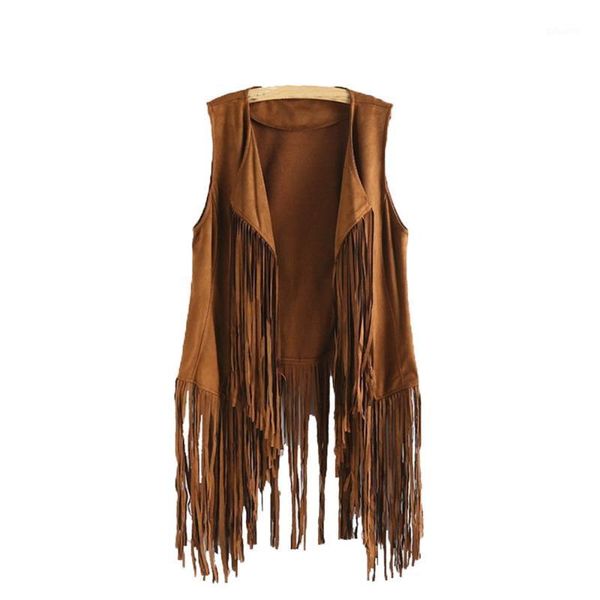 

women spring suede coat vest ethnic sleeveless tassels fringed vest cardigan motorcycle ethnic style #nd1, Black;white