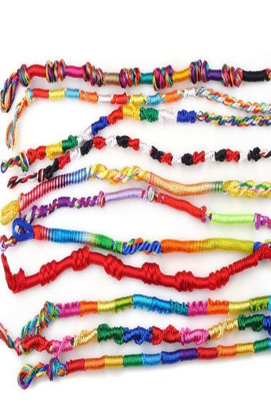 

50pcs multi color tibetan buddhist good lucky charm jewelry lot braid strands friendship cords handmade bracelets bracelet femme h bbykhp, Golden;silver