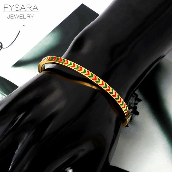 

fysara korea red green arrow thin bangles bracelets for women sliver gold color bangles charm cuff bracelets fashion bijoux sqckzx, Black