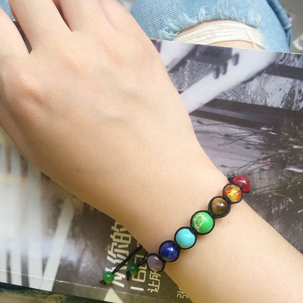 

fashion wholesale natural lava volcano, tiger volcano eye, laips, amethyst with seven color stone beads bracelet bangle, Black