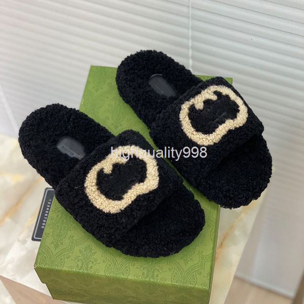 

slippers autumn and winter fashion versatile leisure thick bottom flat bottom, wearing woolen slippers, female slipper, Black