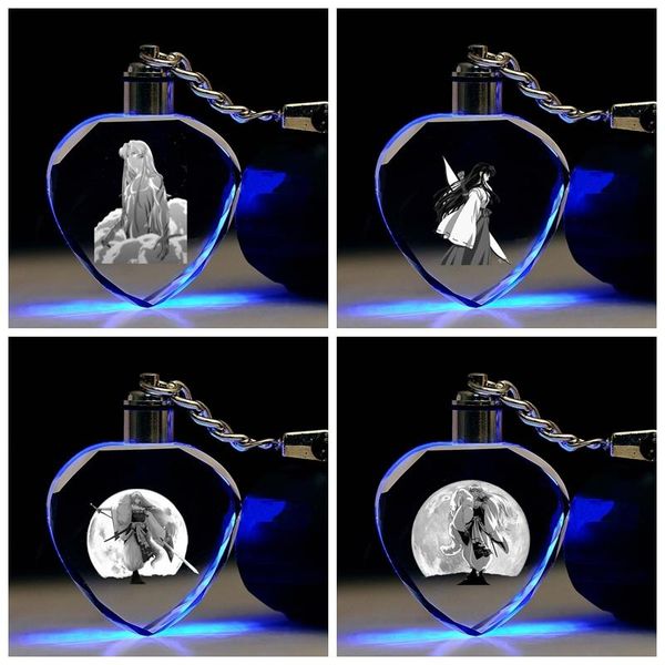 

ivyye inuyasha role heart-shaped anime led key chains figure keyring crystal toy keychain light keyholder gifts new, Silver