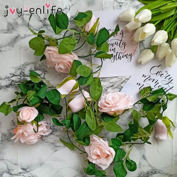 

шелковый искусственные розы vine висячие цветы для украшения стены ротанговые поддельные растения листья garland свадебный декор дома jlldsz