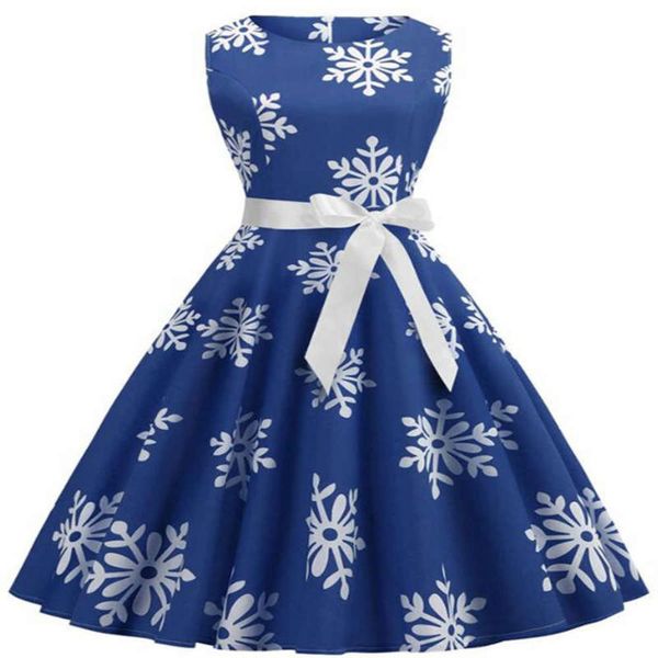 

snowflake print round neck sleeveless 2020 hepburn dress for women, Black;gray