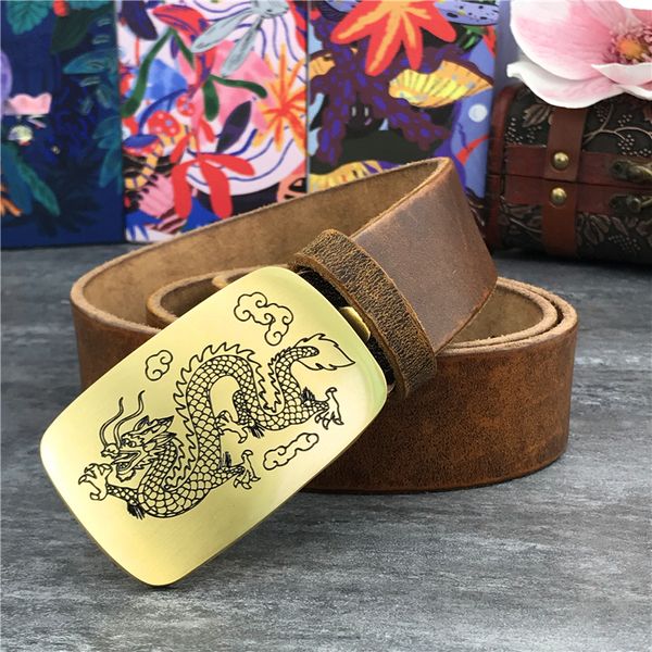 

bronze buckle from vintage leather genuine male blindness yellow cowboy brim pants men's belt length 130 centers mbt0006 4vww, Black;brown
