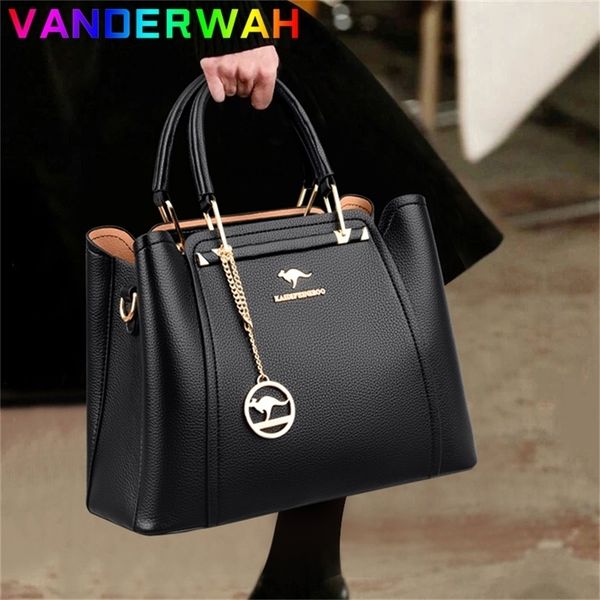 

women soft leather handbags luxury designer 3 layers shoulder crossbody sac ladies large capacity shopping brand messenger tote 220310