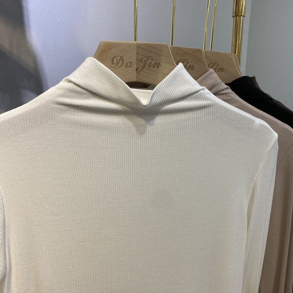 

modal 2021 half-turtleneck long women's bottom shirt fall and winter new thin upper body in tide l5pq, White