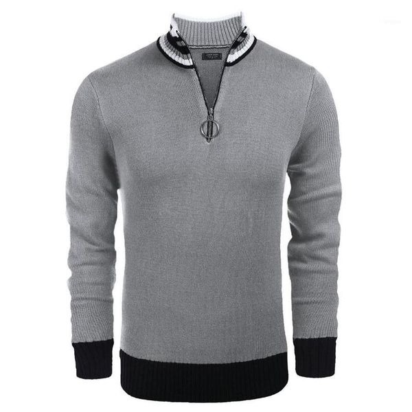 

men casual zip-up stand collar long sleeve fashion, spring, autumn striped patchwork pullover sweater regular1, White;black