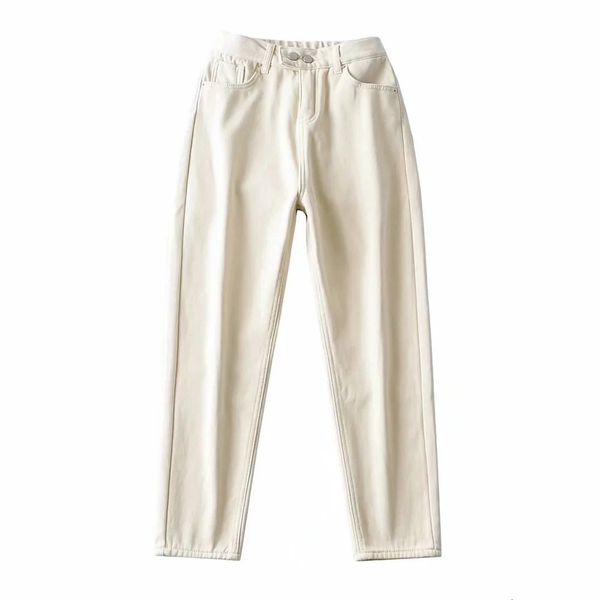 

2021 new winter women's ins net red jeans korean high waisted plush double button ny radish daddy pants 8bmp, Black