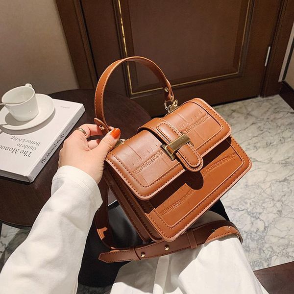 

cross body stone pattern small square shoulder bags for women 2021 pu leather crossbody brand designer handbags pure color and versatile