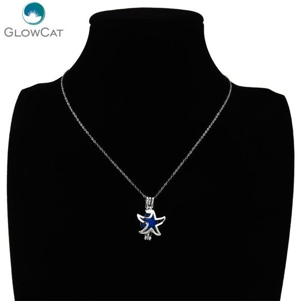 

k58 silver tone beach starfish diffuser медальёное ожерелье ароматерапия сталь 16 "аромат эфирным маслом диффузор медалировки wmtqqb, Black
