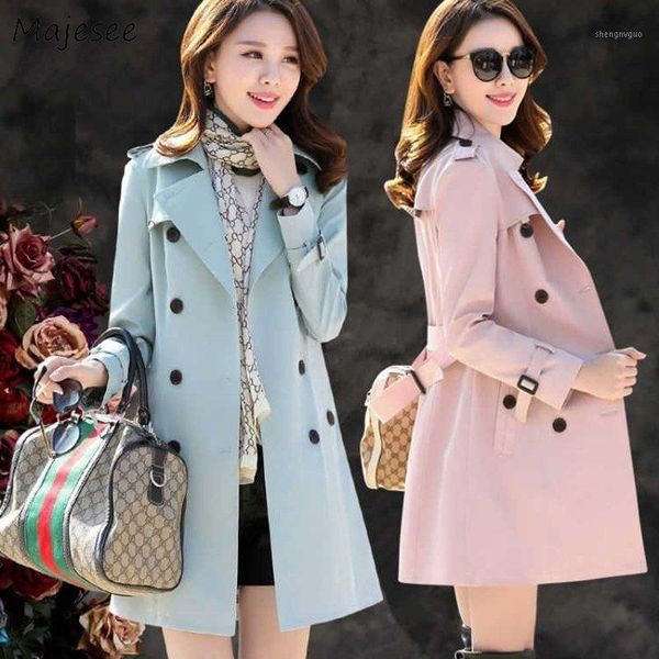 

long trench coat women plus size 4xl double breasted elegant pockets slim all-match daily leisure fashion womens1, Tan;black