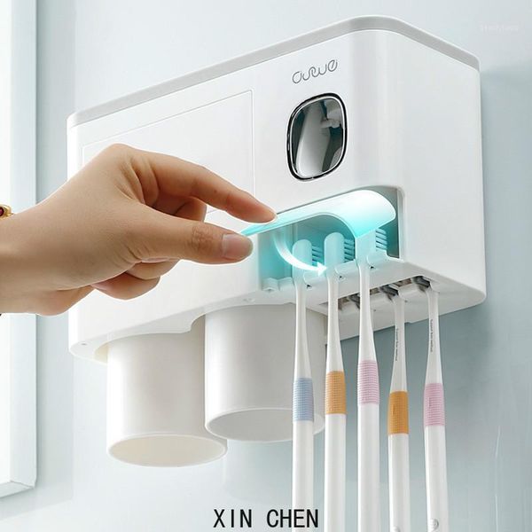 

new punch-automatic toothpaste dispenser and bathroom decoration accessories toothbrush holder bathroom shelf1