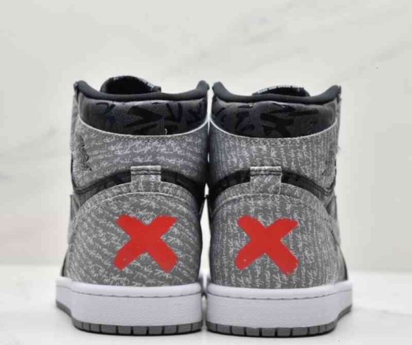 

1 high og rebellionaire mens basketball shoes womens 1s black white-particle grey outdoor sports sneakers 555088 with original box{category}