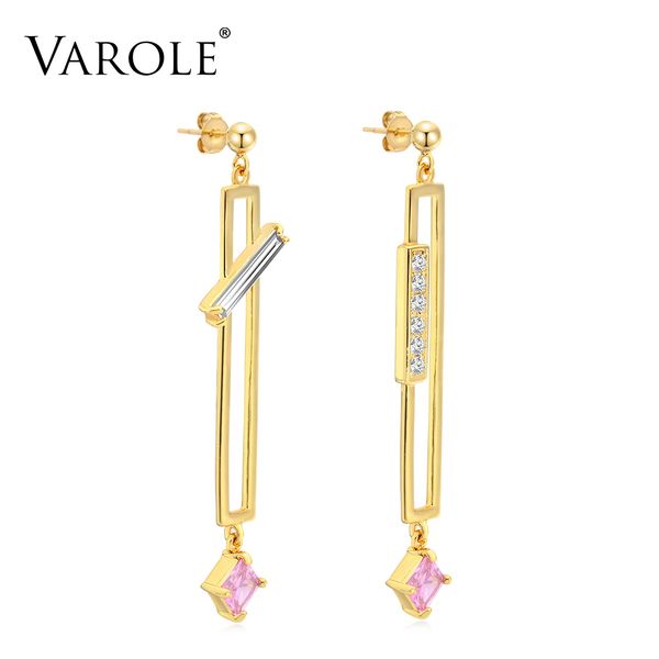 

varole big shinny crystal dangle earrings gold color geometry drop earrings for women long earring jewelry brincos