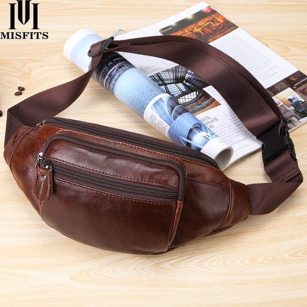 

multifunctional men waist bags fashion genuine leather chest bag vintage shoulder bag crossbody handbag phone money pack