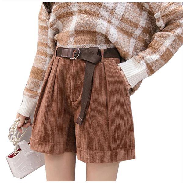 

2021 winter big size s 5xl girl loose corduroy shorts women a line shorts lady high waist streatwear pd472, White;black