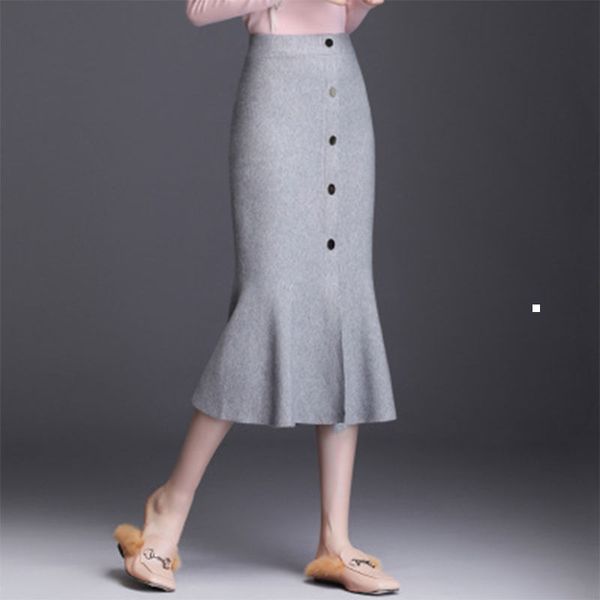 

new 2021 women autumn winter sweater knitted female thin ladies tall single breasted skirt y325 hykj hfyn, Black