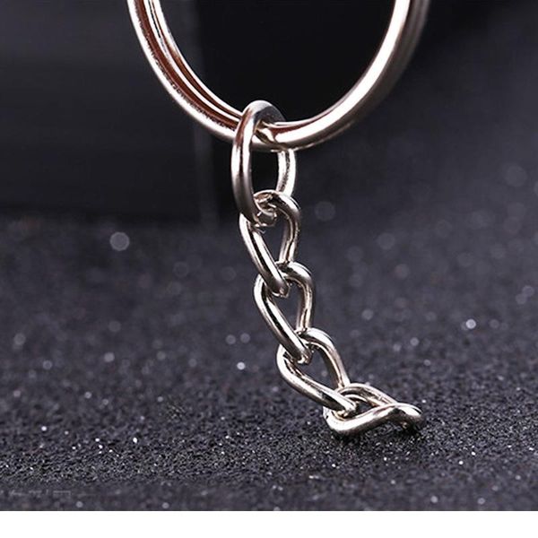 

20pcs/bag metal polished 25mm silver color key ring split ring with chain rings women men keyfob diy key chains acc jllmcf, Slivery;golden