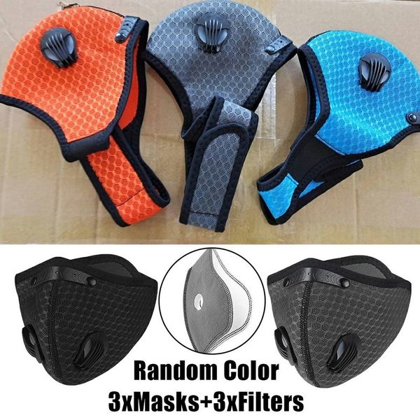 

random 3pcs color with mask dust-proof cycling filter washable bike face mask outdoor masks taj tter