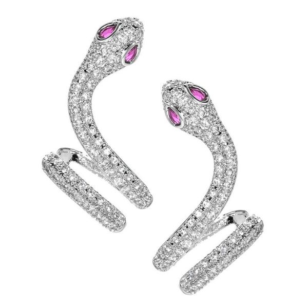

european and american creative personality micro-diamond zircon snake ear clip female 925 sterling silver needle earrings simple temperament