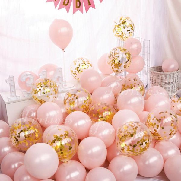 

party decoration 20pcs pink rose gold confetti balloons set chrome metallic ballon birthday wedding anniversary globals