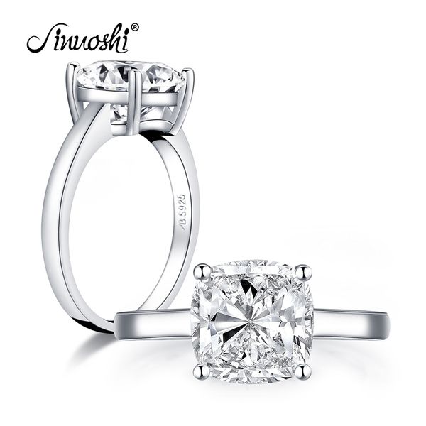 

ainuoshi 925 sterling silver 3.5 ct cushion cut solitaire rings engagement simulated diamond women wedding silver rings jewelry y200106, Slivery;golden