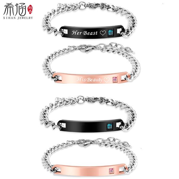 

couples lovers his queen her king bracelet