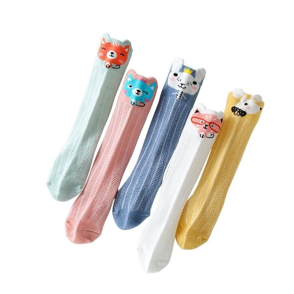 

3pairs/set cartoon infant baby boys socks summer style casual socks for girls sport baby non-slip knee high long socks new y201009, Pink;yellow
