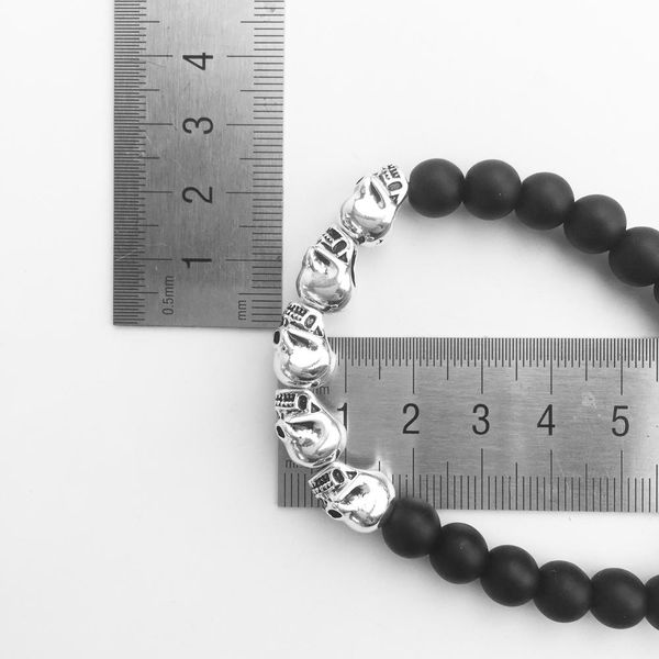 

очаровательные браслеты с бусинами черепа обсидиан 2018 новый серебряный модный ювелирные изделия винтаж подарок для мужчин мальчик женщин д, Bronze;silver