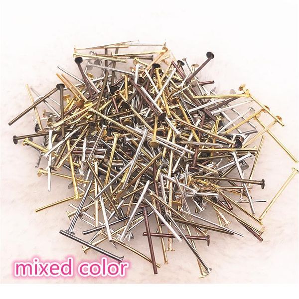 

new 200pcs/lot 20mm flat head pins dia 0.6-0.8mm gold/silver/bronze head pins for jewelry making acc qylfmt