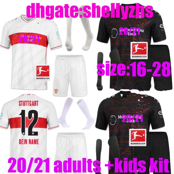 

kids kit+socks 2020 2021 vfb stuttgart new soccer jerseys kalajdzic didavi mario gomez wamangituka shirts jersey männer kinder uniform set, Black;yellow
