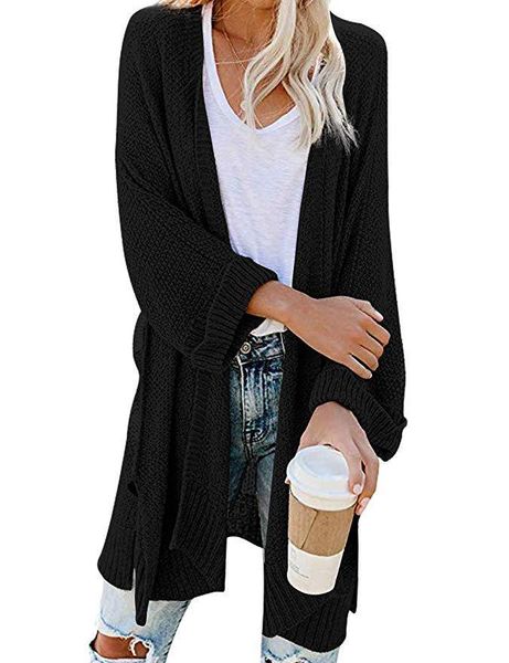 

vipautumn / winter 2020 large women's coat medium length solid color knitted cardigan sweater for women, White;black