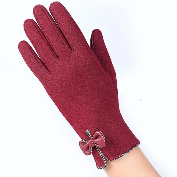 

women men gloves winter touch 1 screen pair warm stretch knit imitation wool full finger guantes female ball mittens
